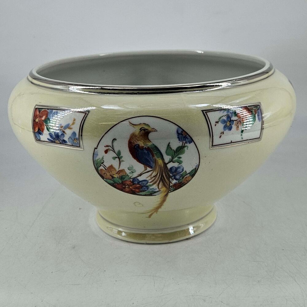 Vintage 1920’s Royal Rochester Centerpiece Bowl Royalite Golden Pheasant vase